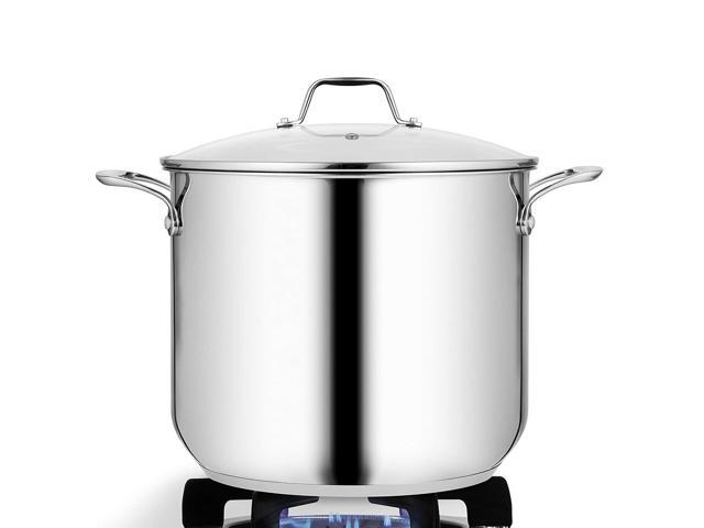 NutriChef Heavy Duty 15 Quart Stainless Steel Stock Pot with Handles and Lid