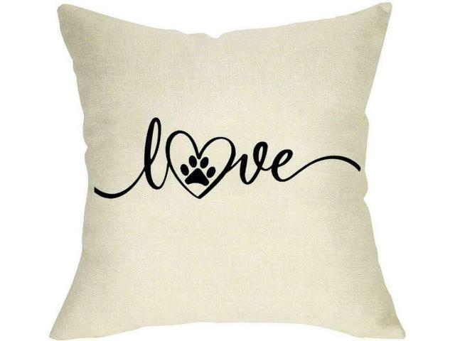 Softxpp Dog Paw Throw Pillow Cover Love Heart Decorative Pet Pillow Case Decor
