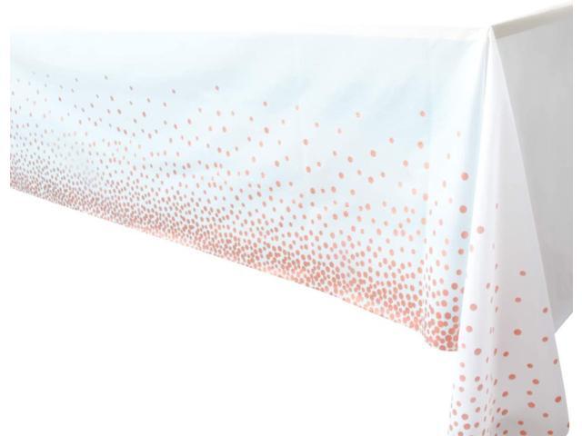 4 Pack - Plastic Tablecloths for Rectangle Tables- Rose Gold Dot Confetti Party