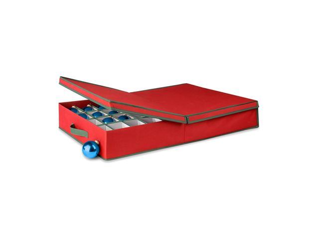 Honey-Can-Do Ornament Storage Box with Dividers Red/Green Large