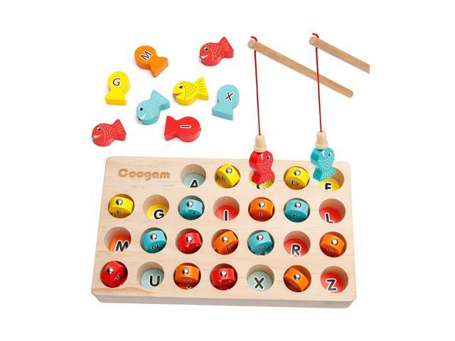 Coogam Wooden Magnetic Fishing Game Fine Motor Skill Toy ABC Alphabet Color
