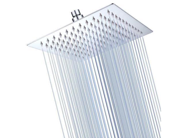 8' Bathroom Rain Shower Head Stainless Steel Square Rainfall Spray Adjustable