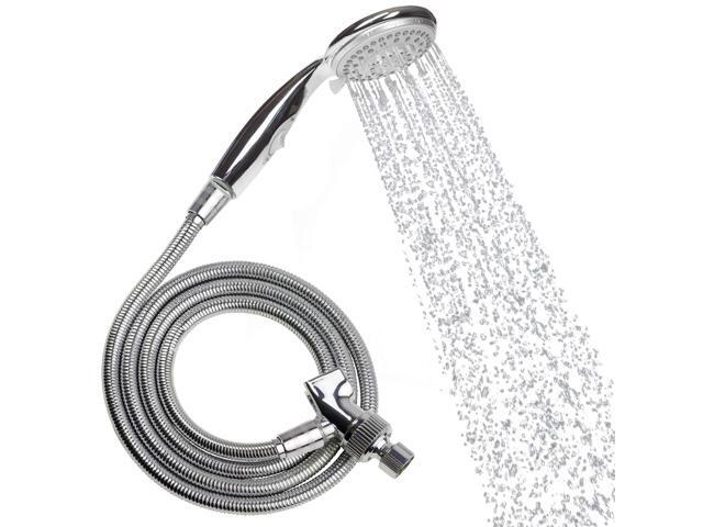 Vive Handheld Shower Head - Long Hose High Pressure Chrome Finish Bathroom Kit