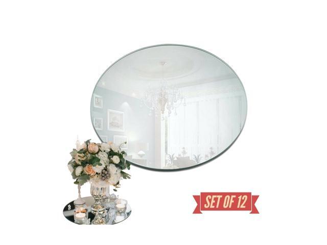 10 Inch Round Mirror Candle Plate Set of 12 - Rounded Edge 15 mm - Round Mir