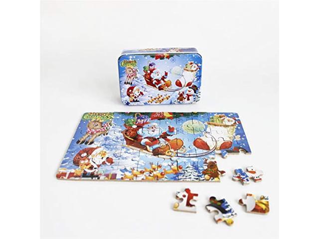 Elloapic 60 Piece DIY Cartoon Wooden Hard Paper Jigsaw Puzzle Santa Claus Christmas Xmas Jigsaw Toy for Kids + one Gift
