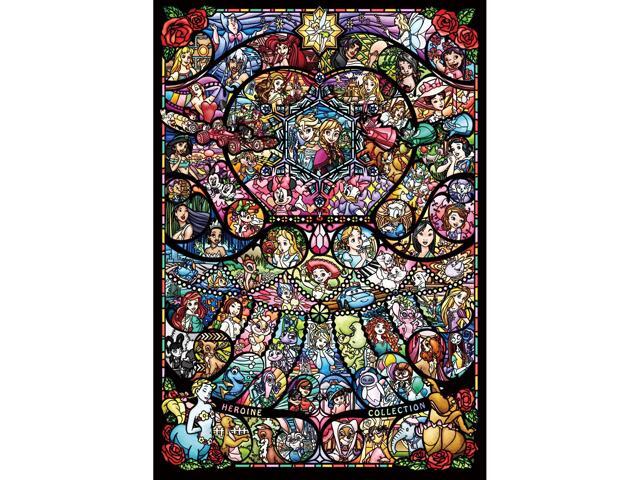 Tenyo DP-1000-028 Disney & Pixar Heroine Stained Art Pure White Jigsaw Puzzle (1000 Pieces)
