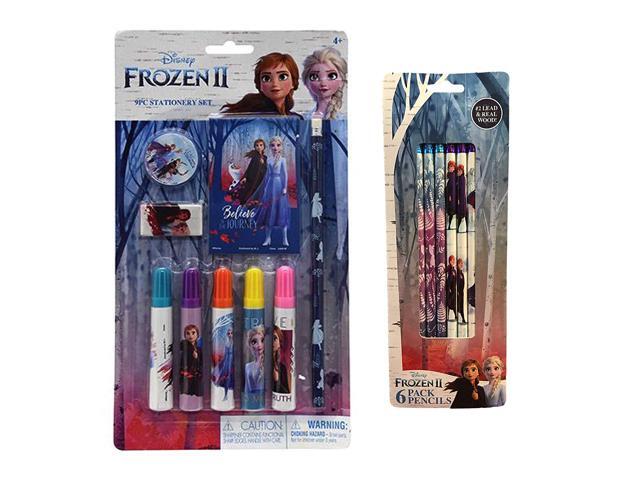 Disney Frozen II Elsa Anna & Olaf Stationary Set 9 Pc Set Plus 6 Pack Pencils