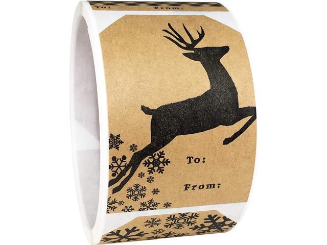 Natural Kraft Gift Tags Holiday Present Stickers 4 Different Designs 2 x 3 Inch 100 Total Labels