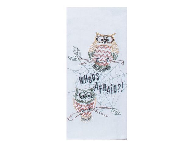 Kay Dee Designs Halloween Whoos Afraid Embroidered Owl Flour Sack Towel