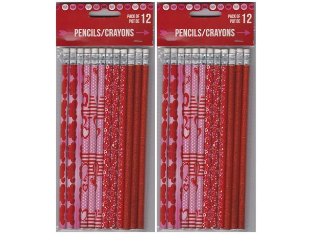 24 Valentines Holiday Theme Pencils