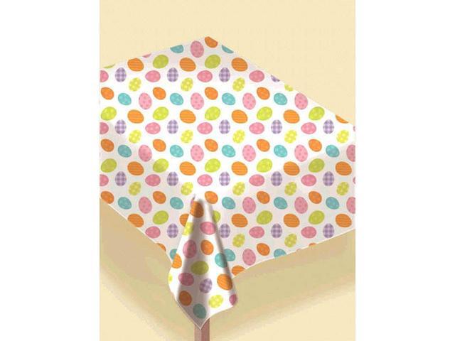 Easter Egg Flannel-Backed Vinyl Table Cover Party Tableware 6 Ct