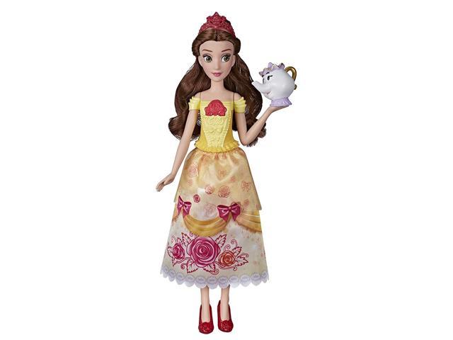 Disney Princess Shimmering Song Belle Musical Fashion Doll Toy with Removable Fashion Mrs Potts Sings Beauty and The Beast