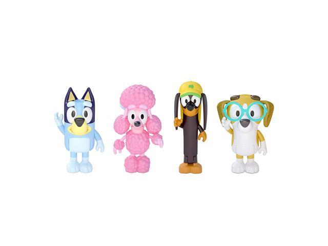 Bluey and Friends 4 Pack of 25-3' Poseable Figures Including Bluey Snickers Coco & Honey