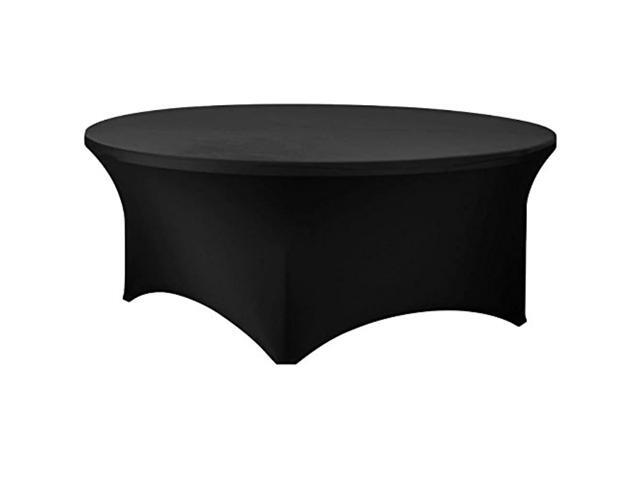 Black 60 Inch 5 Foot Round Stretch Spandex Tablecover