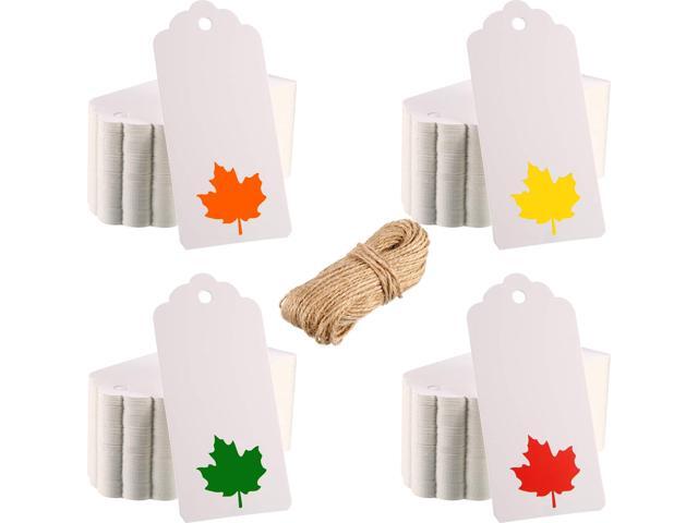 Sumind 100 Pieces Maple Paper Gift Tags Autumn Leaf Hanging Labels Thanksgiving Wishing Tree Cards with 98 Feet Twine Fit for Thanksgiving