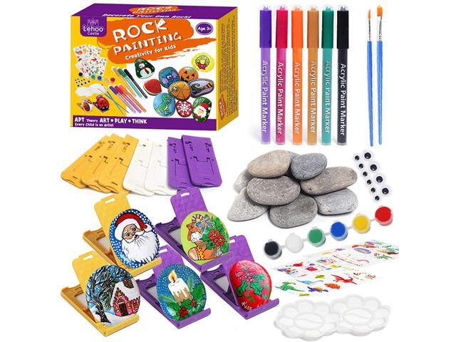 Lehoo Castle Halloween Rock Painting Kits for Kids and Adults Hide and Seek Rock Painting Arts and Crafts Kit DIY Rock Decorating Art Supplies