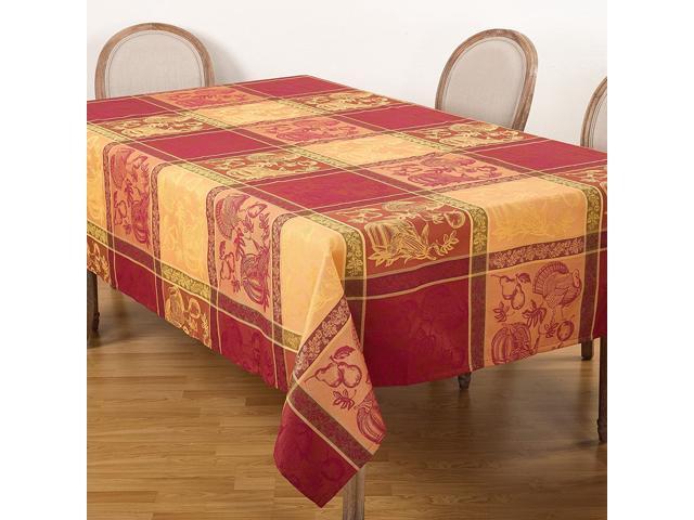SARO LIFESTYLE Collection Thanksgiving Holiday Design Jacquard Cotton Blend Tablecloth 72' x 90' Multi