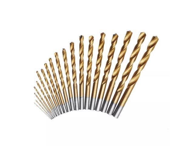 19pcs 1-10mm HSS Titanium Coated Drill Bits High Speed Steel Drill Bit Set High Quality Power Drilling Tools for Wood