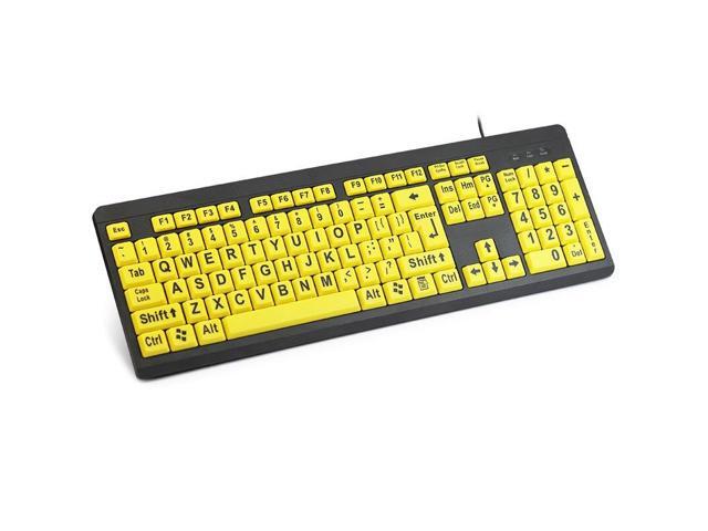 USB Powered Ergonomic Design Wired Keyboard Desk Computer Keyboard Yellow Keys Large Print Letter Keys For Old People