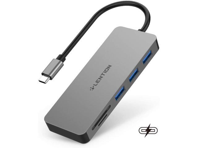 LENTION USB C Hub with 3 USB 30 SD/Micro SD Card Reader and Charging Adapter Compatible 2020-2016 MacBook Pro 13/15/16 New Mac Air/iPad