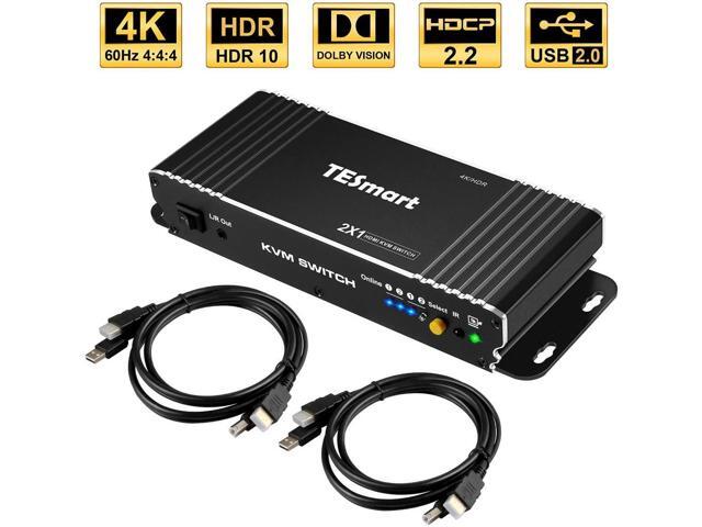 TESmart 4x1 HDMI KVM Switch 4K 3840x2160@60Hz 4:4:4 with 2 5ft KVM Cables USB 20 Control of 4 Computers/ Servers/ DVR (Black)