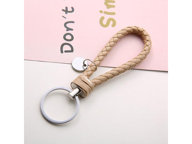 Keychain Braided Leather Rope Strap Weave Keyring Ring Key Fob Keychain Gift