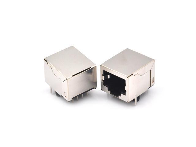 10Pcs/set RJ45 Network Ethernet 8P 8C Female Socket Connectors 8Pin PCB Mount RJ45 8P8C Single Network Port