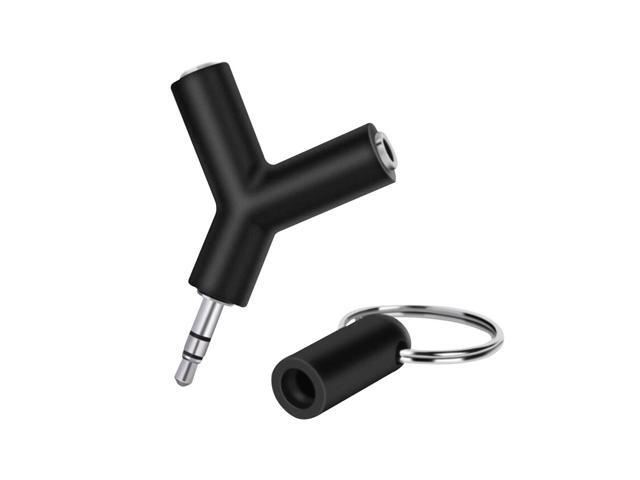 Mini Y Shape Two-way Headphones Splitter 35mm jack Double Jack Audio Headset Splitter Connector Adapter Keyring