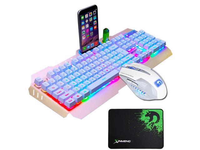 Wired Gaming Keyboard Mouse Combo Full Key LED Backlit USB Keyboard Mechanical Feel Waterproof Gamer Mouse with Moues Pad For PC