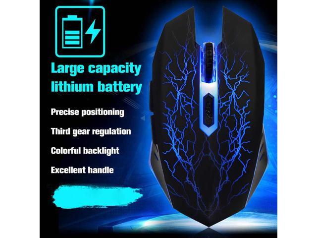1600 DPI 24G Wireless Mouse Gaming Mouse Rechargeable Silent Mute 6-key LED Optical Color Light Backlight For Game Office Black