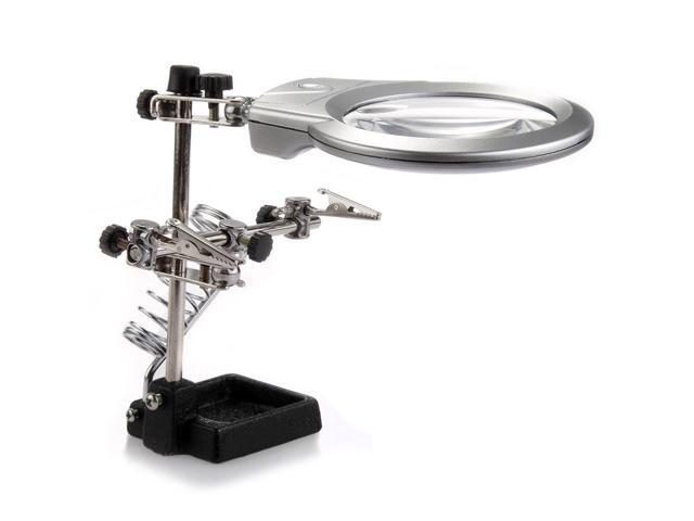 Table lamp with 2 LED Magnifier and multifunction clamp magnifier