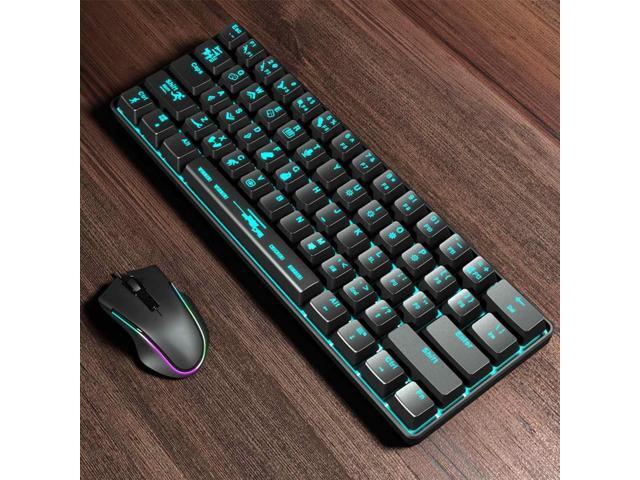 LEORY 61Keys 60% Outemu Blue Switch Mechanical Gaming Keyboard ICE Blue Backlit USB Type-c Portable Keyboard