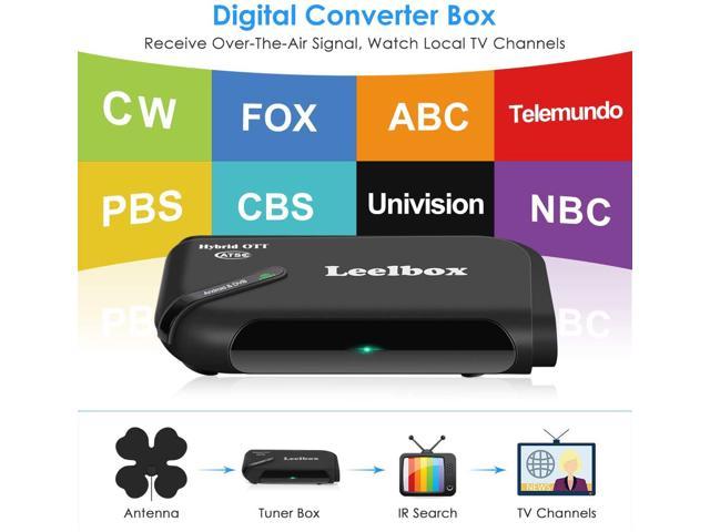 IR Search Leelbox Digital Converter Box for Analog TV 1080P ATSC Converter Boxes Supports TV Shows Multimedia Playback H.265 Video Decoding Free Local TV Channels 