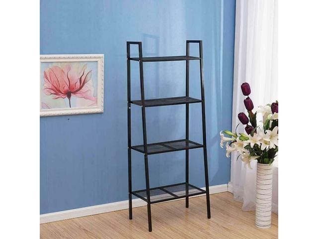 4 Tier Leaning Ladder Shelf Bookshelf Storage Shelves Unit Organizer Log Color