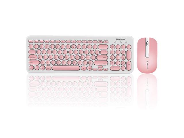 Wireless Keyboard and Mouse Combo 24GHz for WIN7/10/XP Mac PC Laptop (Pink)
