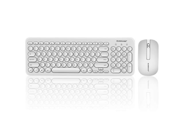 Wireless Keyboard and Mouse Combo 24GHz for WIN7/10/XP Mac PC Laptop (White)
