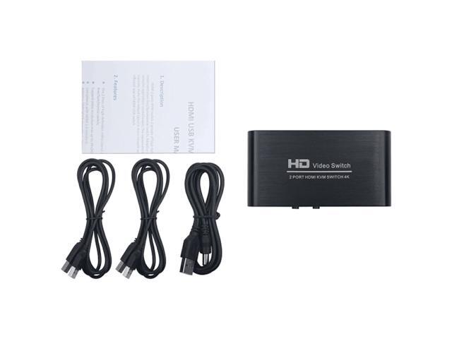KVM Switcher 2 Port High Speed KVM 4K HDMI Switcher for Sharing Monitor Keyboard Mouse Home USB 20 Transmission HDMI+USB Int