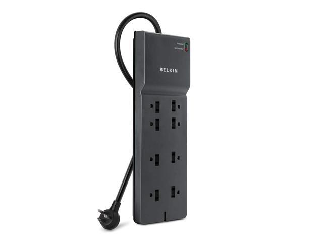Belkin 8-Outlet Power Strip Surge Protector w/ Flat Plug, 8ft Cord - Ideal for Computers, Home Theatre, Appliances, Office Equipment (2,500 Joules) photo