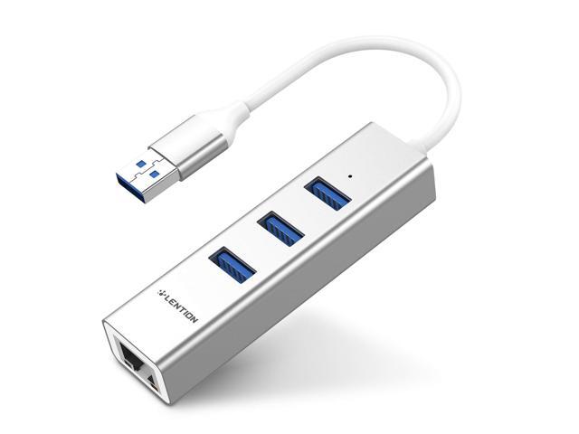 LENTION 3-Port USB 30 Hub with Gigabit Ethernet Network RJ45 LAN Adapter Compatible for MacBook Air/Pro (Previous Generation) iMac Surface