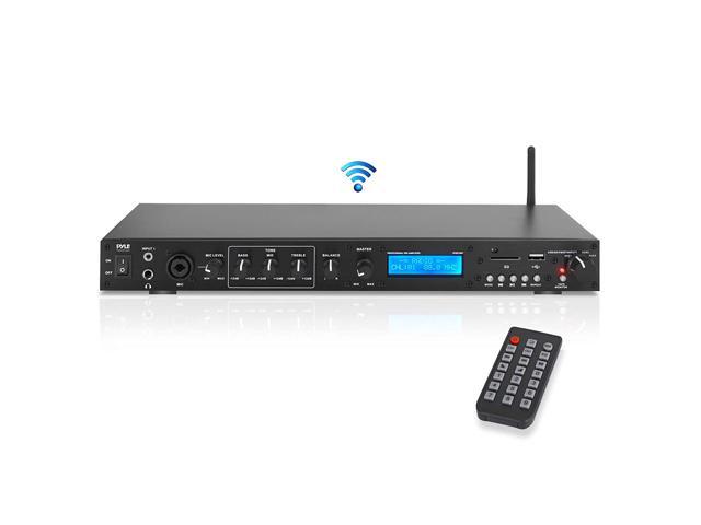 Pyle Rack Mount Studio Pre-Amplifier - Audio Receiver System w/Digital LCD Display Bluetooth FM Radio Recording Mode Remote Control USB Flash or SD