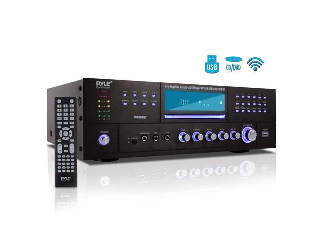 4-Channel Home Theater Bluetooth Preamplifier - 3000 Watt Stereo Speaker Home Audio Receiver Preamp w/ Radio USB 2 Microphone w/ Echo for