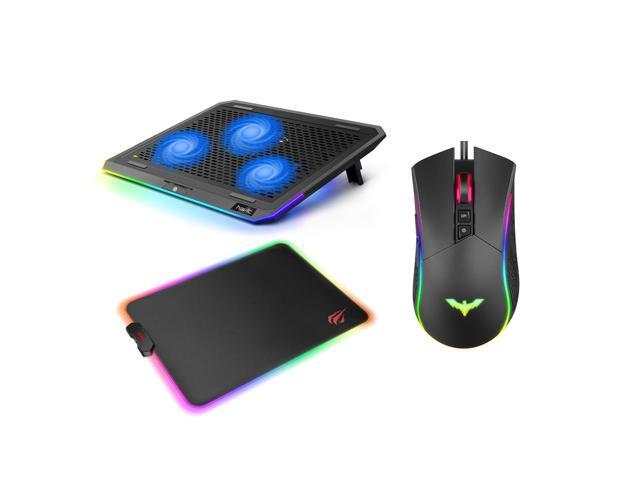havit RGB Laptop Cooling Pad for 156-17 Inch Laptop and RGB Gaming Mouse Pad and RGB Gaming Mouse Wired Programmable
