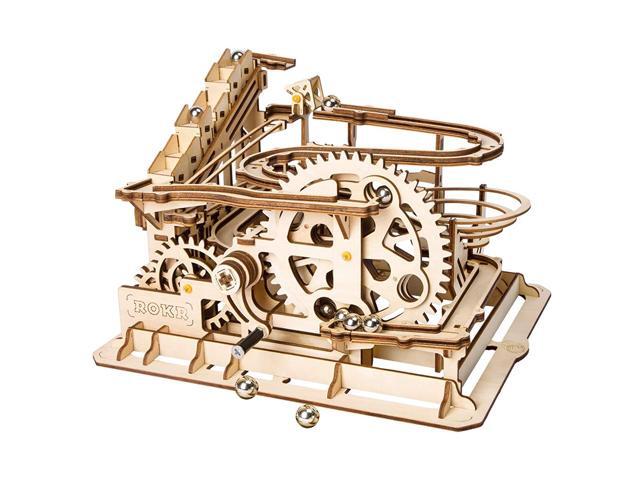 ROBOTIME 3D Wooden Laser-Cut Puzzle DIY Assembly Craft Kits Waterwheel Coaster with Steel Balls Best Birthday Gifts for Adults and Kids Age 14 +