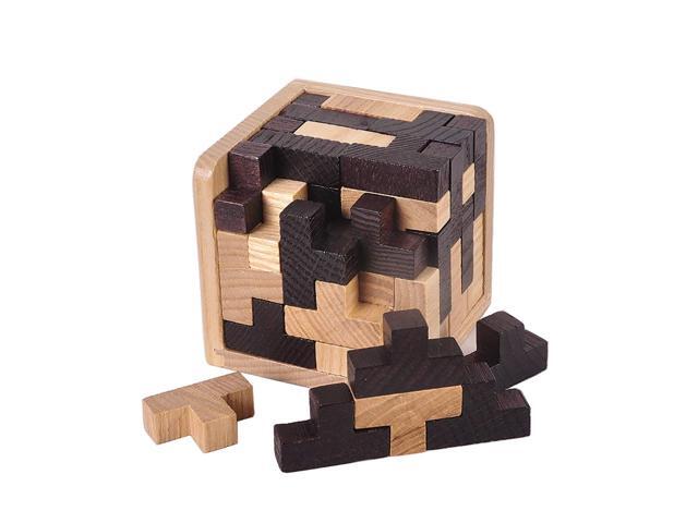 KINGOU Wooden Puzzle Cube 3D Brain Teaser Puzzles 54 Pieces T-Shaped Blocks Creative Educational Toy