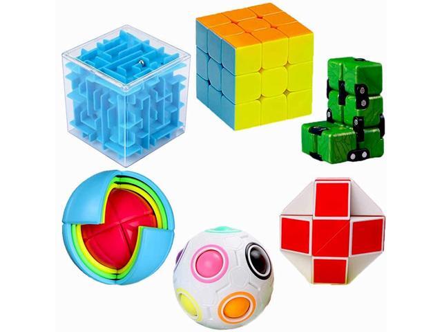 6 Pack Brain Teaser Puzzles Toy Set Vdealen Brain Teaser Toys Bundle of 3x3x3 Speed Cube 3D Maze Magic Box Rainbow Ball Wisdom Ball Magic