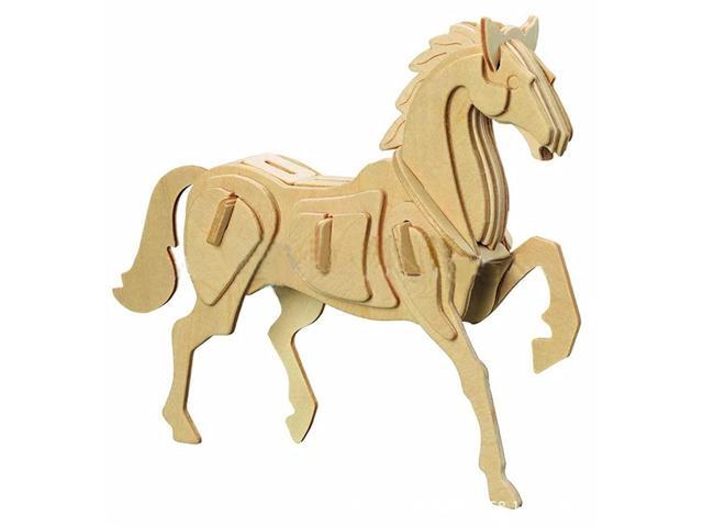 3D DIY Construction Model Assemble Puzzle Wood Model Kit Set Toy for Kids and Adult (Horse)
