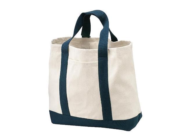 Stylish Two-Tone Reusable Grocery Shopping Tote Bags (1 NAVY)