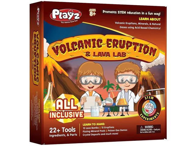 Playz Volcanic Eruption & Lava Lab Science Experiments Kit - 22+ Tools to Make Lava Bombs Volcano Eruptions Fizzing Mineral Pools Fake Poison