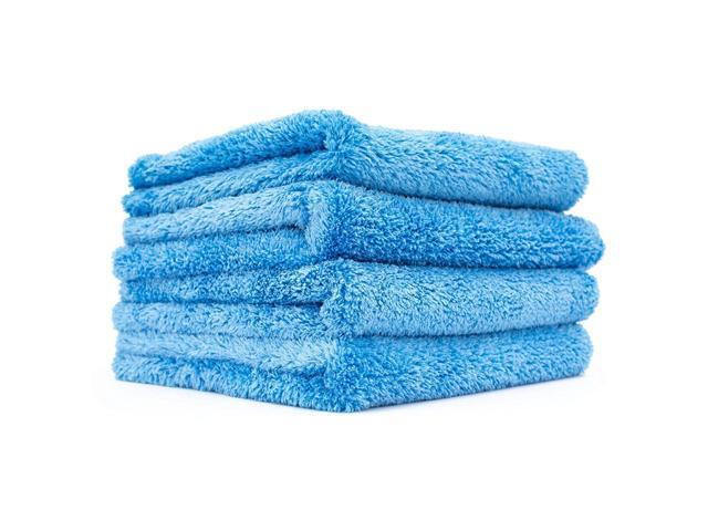 The Rag Company (4-Pack 16 in x 16 in Eagle EDGELESS 500 Professional Korean 70/30 Super Plush 500gsm Microfiber Detailing Towels (16x16 Blue)