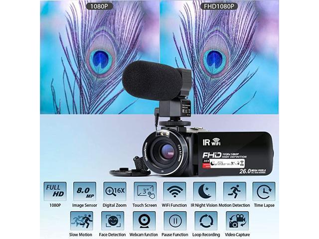 Video Camera Camcorder good WiFi FHD 1080P 30FPS 26MP 16X Digital Zoom